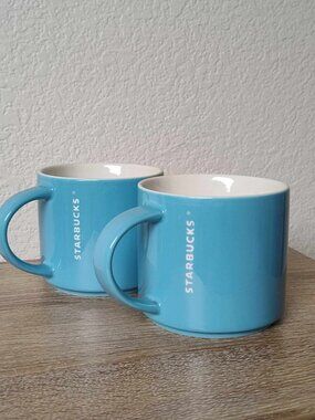 Pair of Starbucks Coffee Mugs 2013 Blue 14oz.